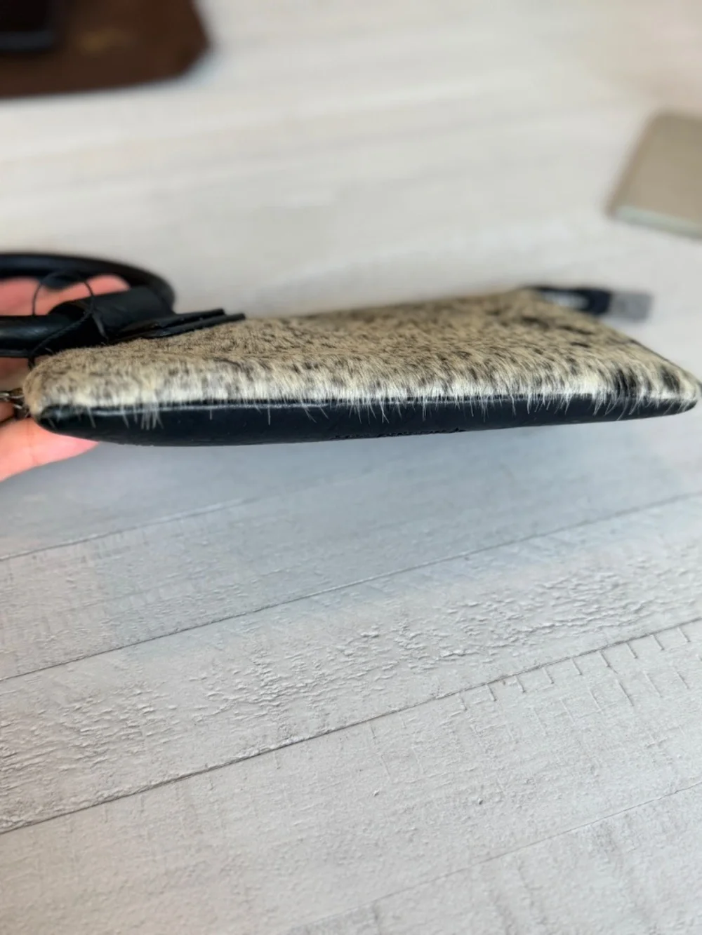 Montana West Genuine Hair-On Cowhide Ring Handle Wristlet Clutch Bag